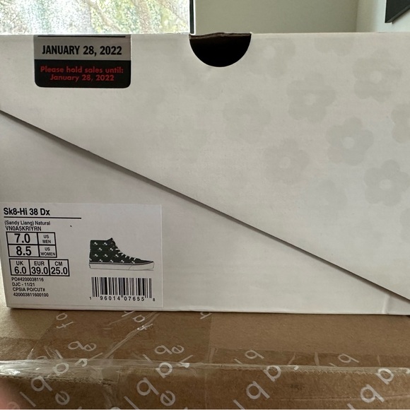 Vans Sandy Liang dark green floral high tops NWT 7/8.5 - Picture 4 of 5